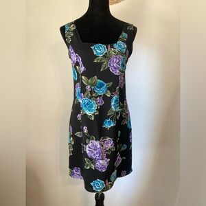 BCBG Paris Vintage 90s Floral Mini Sleeveless Dress